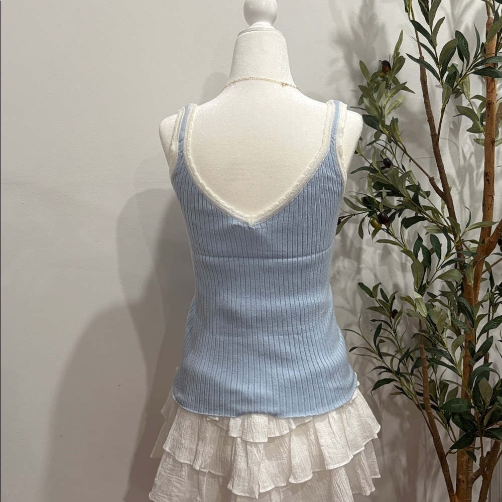Double Zero Light Blue Ribbed Top - Picture 5 of 7